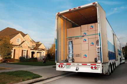 Shine Movers residential moving truck loaded with boxes